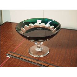 Glass Candy Dish, Green Accents