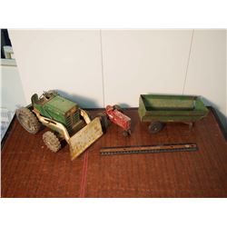 Buddy Al Metal Toy Tractor, With ERTL Red Metal Toy Tractor & John Deere Metal Toy Trailer