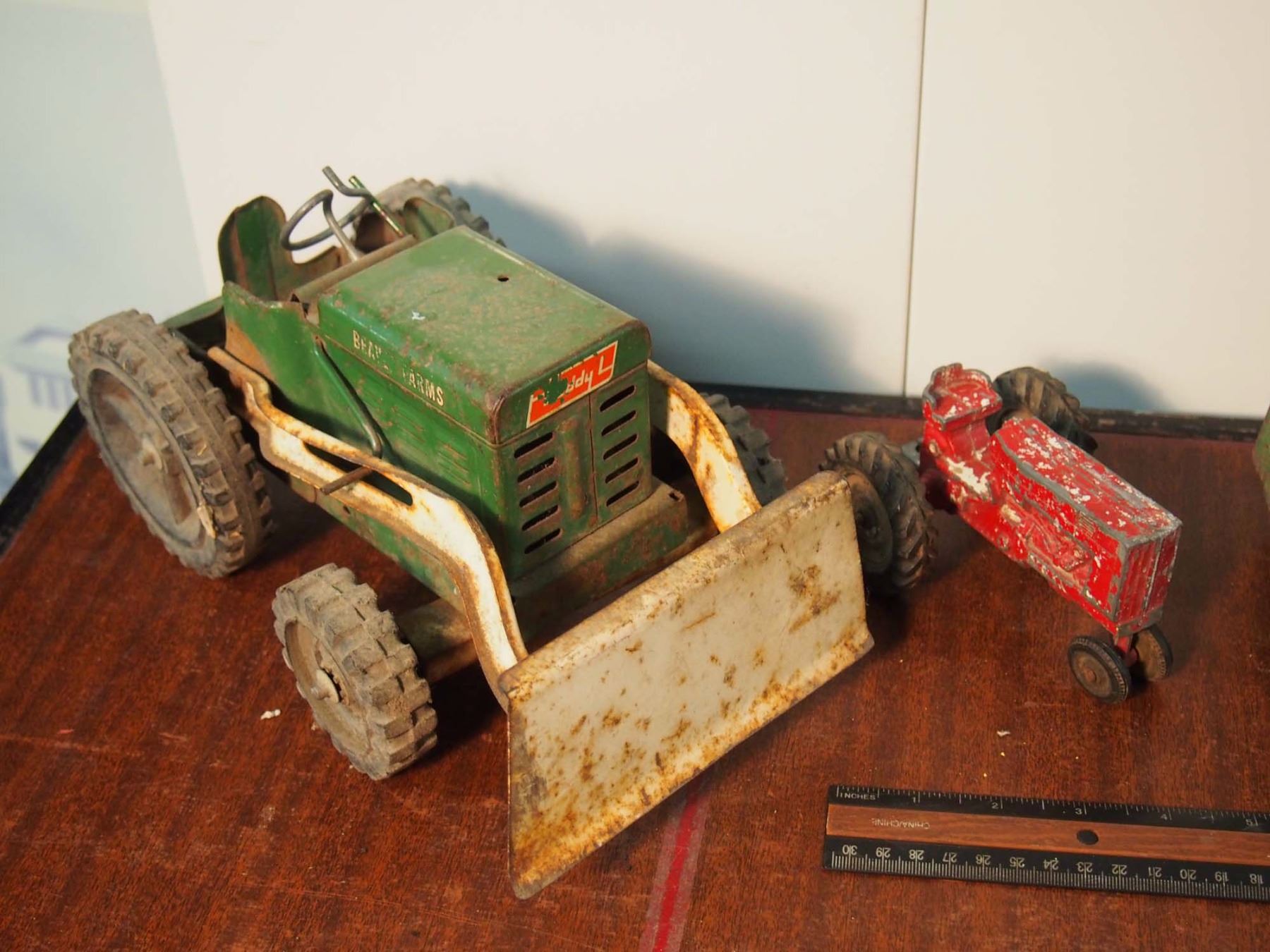 Buddy Al Metal Toy Tractor, With ERTL Red Metal Toy Tractor & John