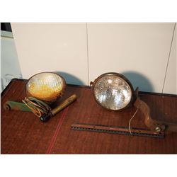 Antique Headlights & Bicycle Pump