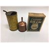 Image 1 : Lot Coleman Related Measuring can, Silk Mantles (5) & Funnel