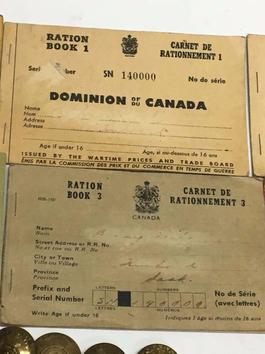 Canadian Ration Books Lot RCAF WW2 Canadian Buttons & Ration Books - Bodnarus Auctioneering