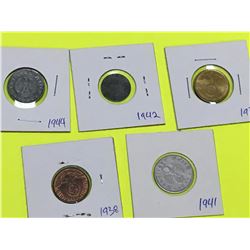 Lot (5) Nazi Coins (All Different)