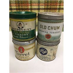 Lot (4) Tobacco Tins (ZigZag, Macdonalds, Turrett, Old Chum)