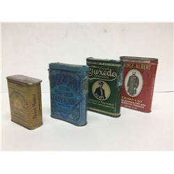 Lot (4) Pocket Tobacco Tins (Philip Morris, Edgeworth, Tuxedo, Prince Albert)