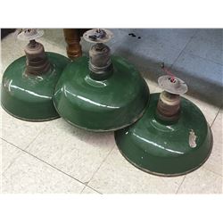 Lot (3) 16" Porcelain Light Shades & Wiring