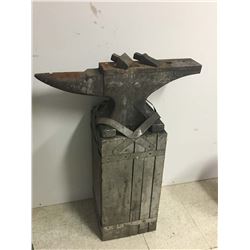 Antique 150 lbs Anvil W/ Stand And Original Attachments