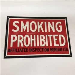 NOS Enamel ‘Smoking Prohibited’ Sign 15” x10” (Wooden Grain Elevator insurance)