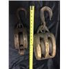Image 1 : Lot Large Block And Tackle Wooden Pulleys
