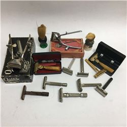 Lot Vintage Safety Razors, Brushes And Clippers