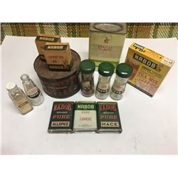 Large Lot Vintage Nabob Advertising Spice Coffee Tins Etc.