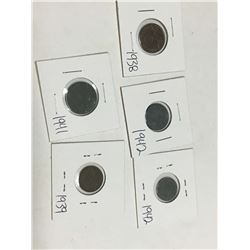 Lot (5) Different Nazi Germany Coins