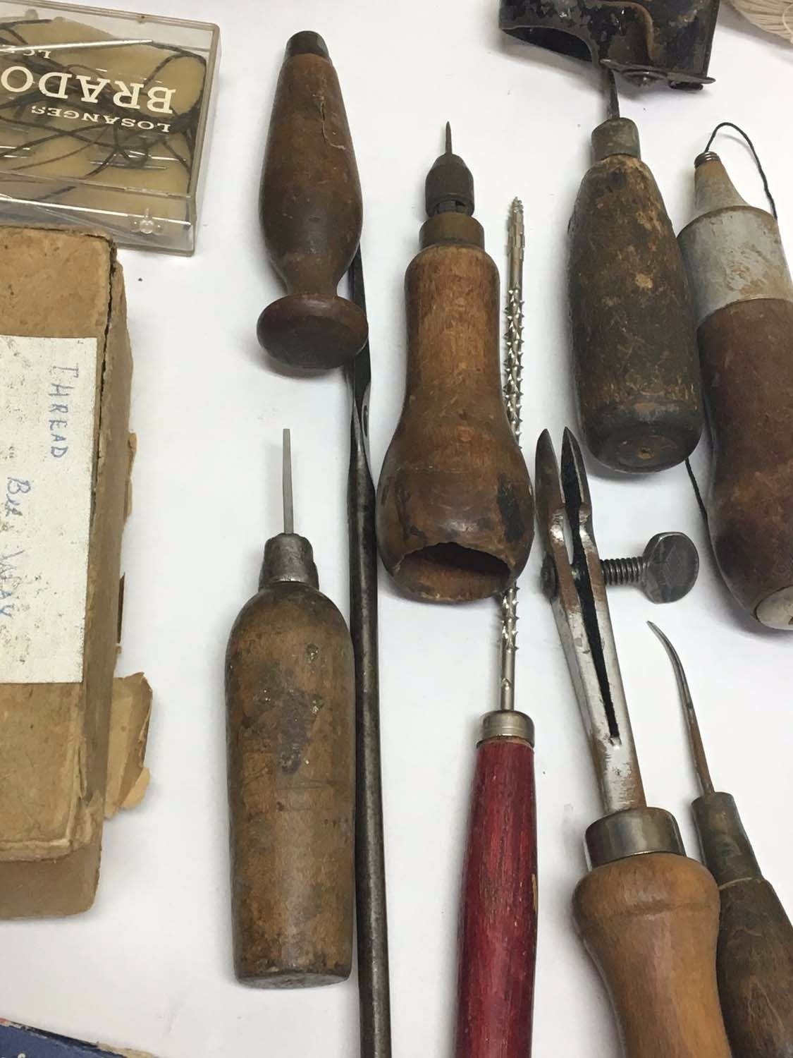 Lot Antique Vintage Cobbler Leather Working Tools Etc lot-antique-vintage-cobbler-leather-working-tools-etc