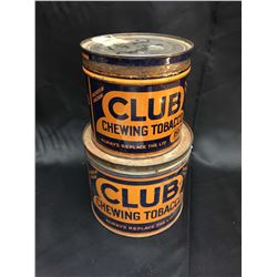 Lot (2) Key Wind Club Chewing Tobacco Tins
