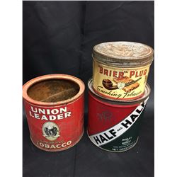 Lot (3) Tobacco Tins Union Leader Half/Half Brier