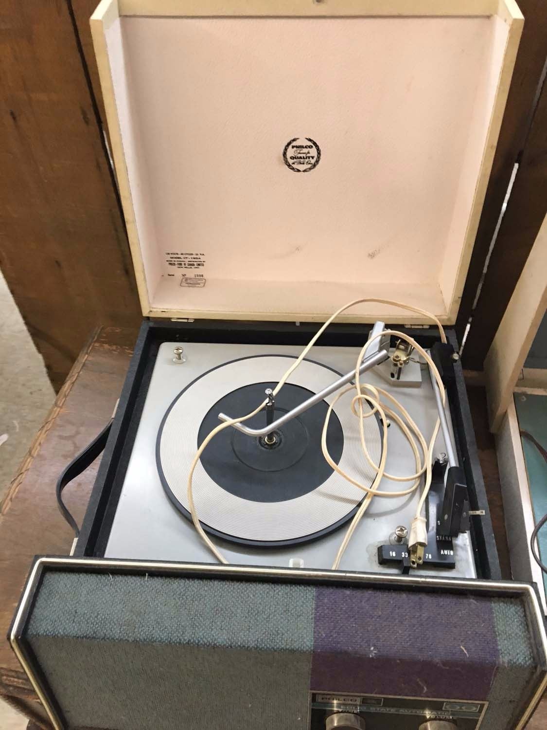 Lot Portable Vintage Record Players Fold/Philco & Electrohome (Powers On But Not Tested)