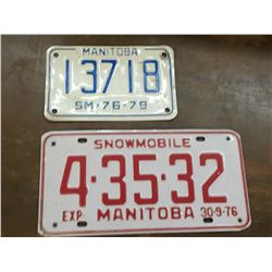 Lot (2) Manitoba Snowmobile License Plates 79’ 76’