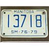 Image 2 : Lot (2) Manitoba Snowmobile License Plates 79’ 76’