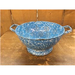 Blue Swirl Graniteware Enamel Strainer