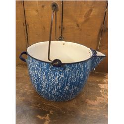 Blue Swirl Graniteware Enamel Kettle Pot