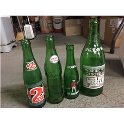 Vintage Ginger Ale Bottles (4) (2 Way, America Day, Drewrys, Wishing Well)