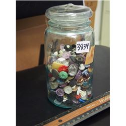 Glass Jar Full Of Buttons