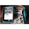 Image 1 : TOTE OF HOCKEY BOOKS AND PUCKS