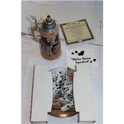 COLLECTOR BEER STEIN AND COLLECTOR DOG PLATE