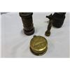 Image 2 : THREE BRASS NOZZLES AND BRASS WATER METER HANDLE