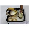 Image 1 : VINTAGE GOLD BANGLE GUCCI LADIES WATCH AND HOOP EARRINGS