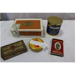 FIVE VINTAGE CIGARETTE TINS