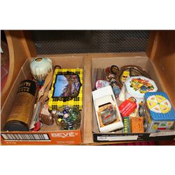 TWO TRAYS OF COLLECTIBLES AND MARBLES