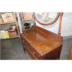 ANTIQUE OAK DRESSER WITH MIRROR