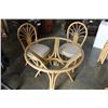 Image 1 : GLASS TOP BAMBOO TABLE AND TWO CHAIRS