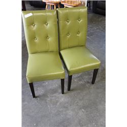 PAIR OF GREEN LEATHER CHAIRS