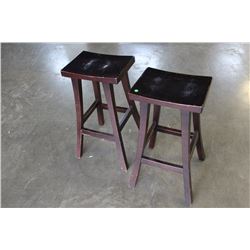 PAIR OF WOOD STOOLS