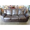 Image 1 : THREE PIECE BROWN OVERSTITCHED SOFA SET SOFA LOVESEAT AND