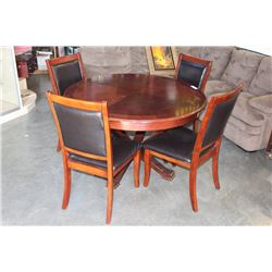 ROUND MAHOGANY DINING TABLE AND FOUR CHAIRS