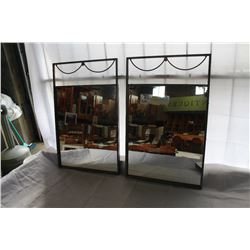 TWO METAL FRAMED WALL MIRRORS