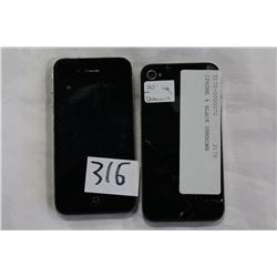 TWO IPHONE 4 BLACK UNKNOWN parts only