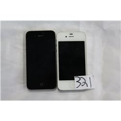 TWO IPHONE 4 WHITE TELUS ONE WITH CRACKED SCREEN  parts only