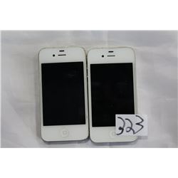 TWO IPHONE 4 WHITE FIDO ONE WITH CRACKED SCREEN  parts only