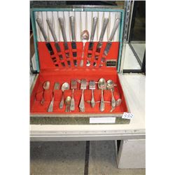 VINTAGE SILVER PLATE CUTLERY IN CANTEEN