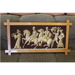 VINTAGE WOOD FRAMED TAPESTRY