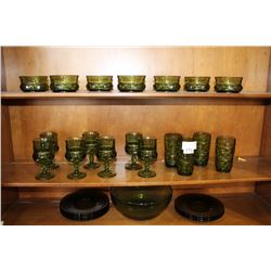 LOT OF GREEN DEPRESSION GLASS WARE