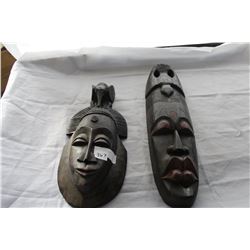 TWO WOOD WALL MASKS