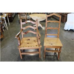 PINE ARMCHAIR AND SIDE CHAIR