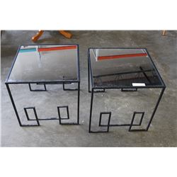 PAIR OF MIRROR TOP ENDTABLES