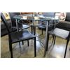 Image 2 : GLASSS TOP TABLE AND FOUR BLACK LEATHER CHAIRS