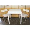 Image 1 : SQUARE WHITE TABLE AND TWO FOLDING CHAIRS
